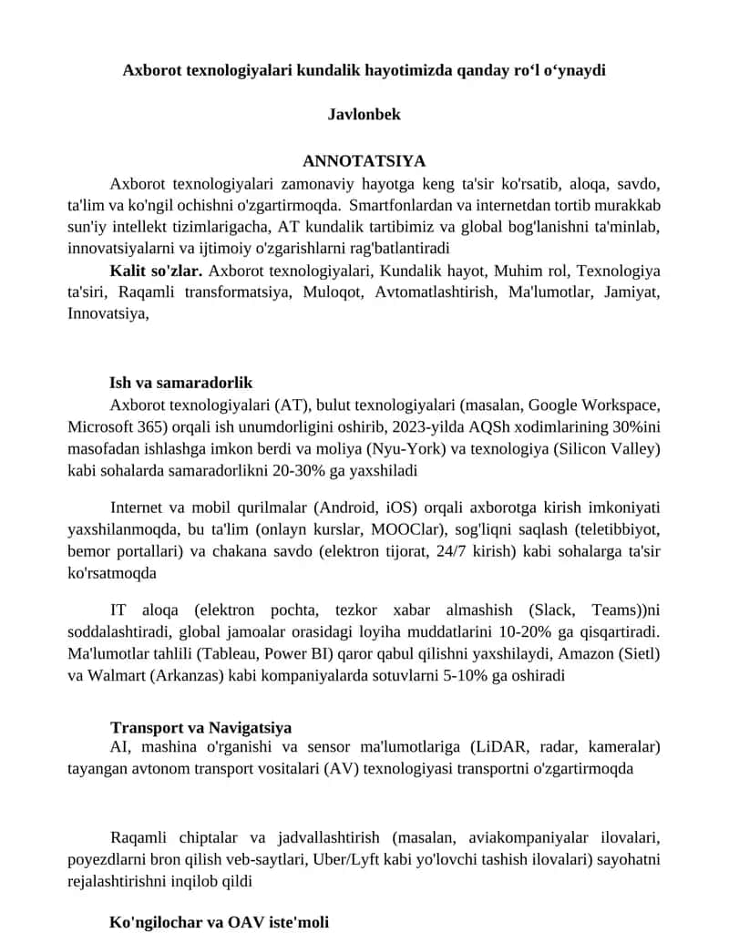 Axborot texnologiyalari