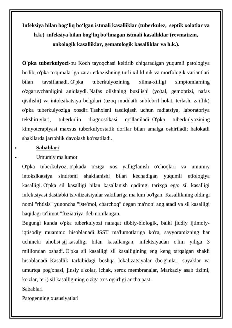 O'pka tuberkulyozi