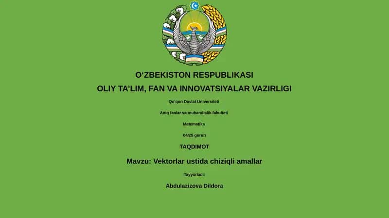 Vektorlar ustida chiziqli amallar