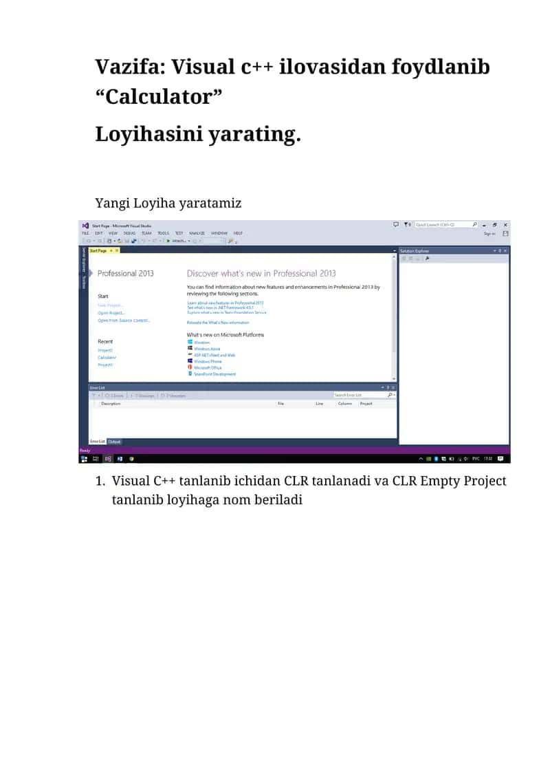 Visual C++ ilovasidan foydlanib “Calculator”