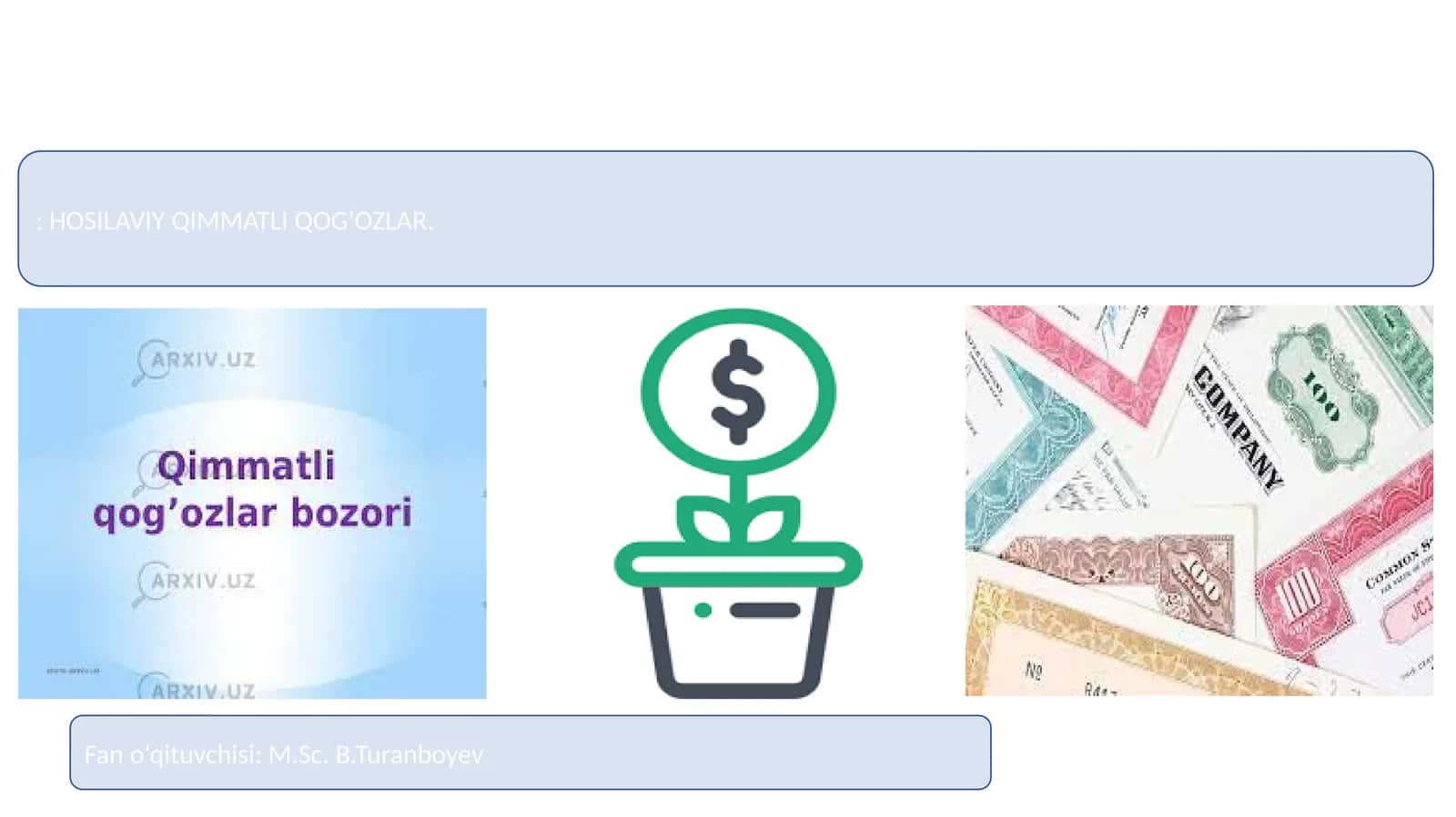 Hosilaviy Qimmatli Qog'ozlar