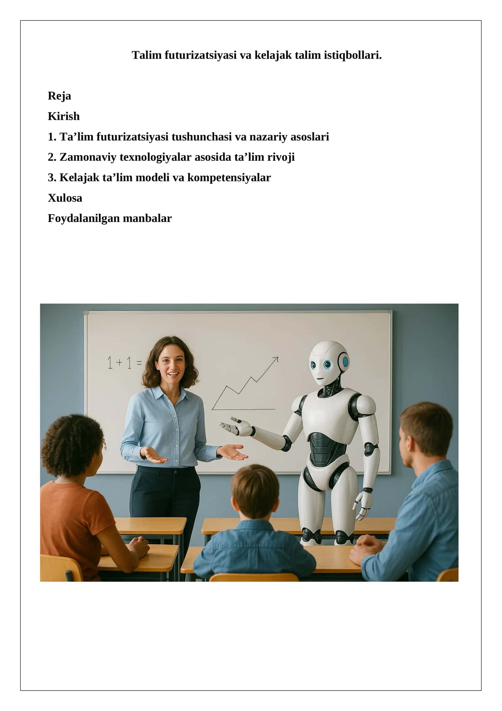Talim futurizatsiyasi va kelajak talim istiqbollari