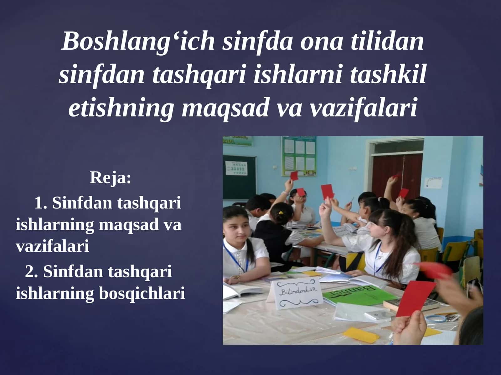 Sinfdan tashqari ishlarni tashkil etish