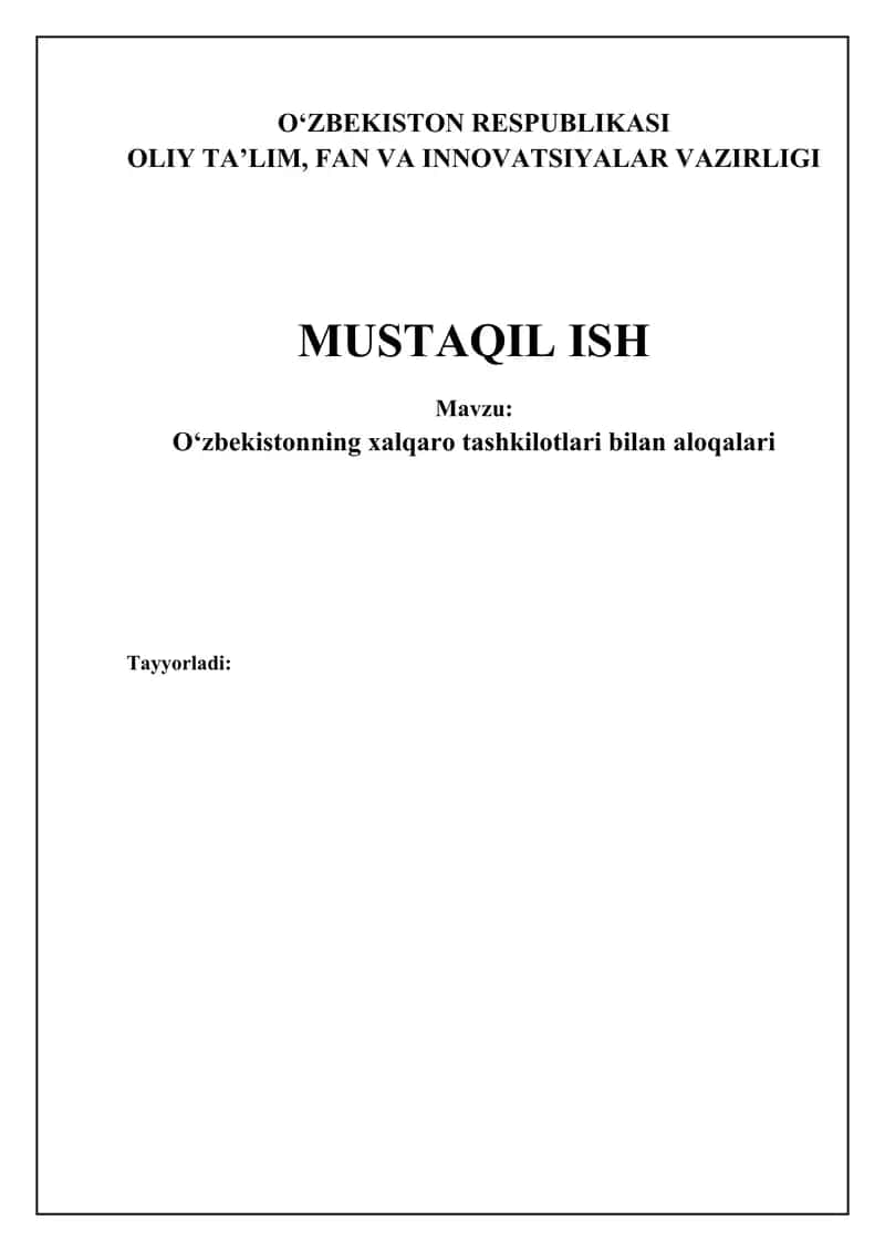 O'zbekistonning xalqaro tashkilotlari bilan aloqalari