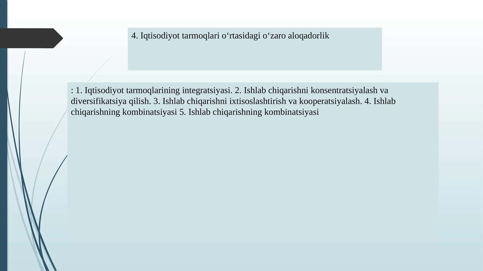 Iqtisodiyot Tarmoqlari O‘rtasidagi O‘zaro Aloqadorlik