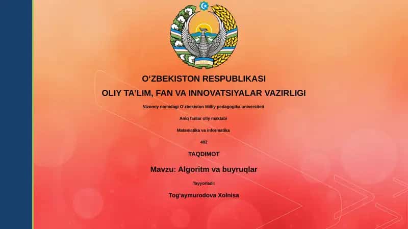 Algoritm va buyruqlar