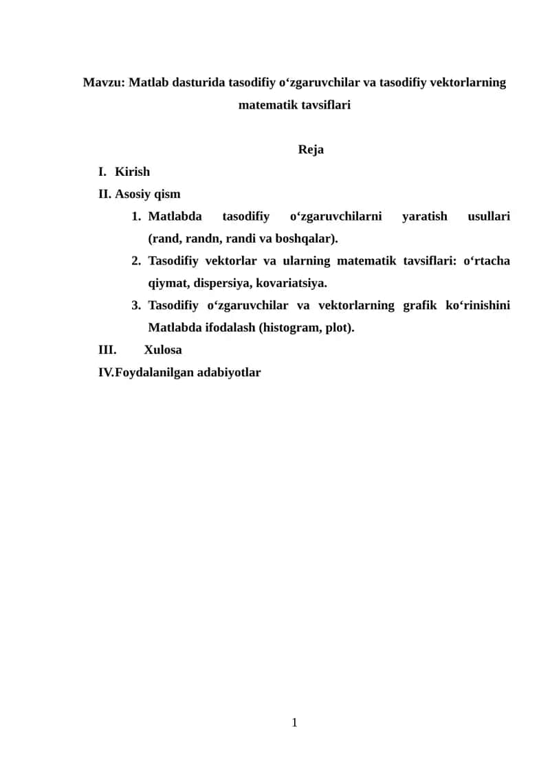 Matlab dasturi