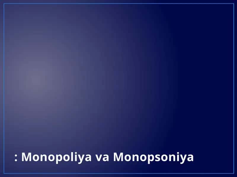 Monopoliya va Monopsoniya