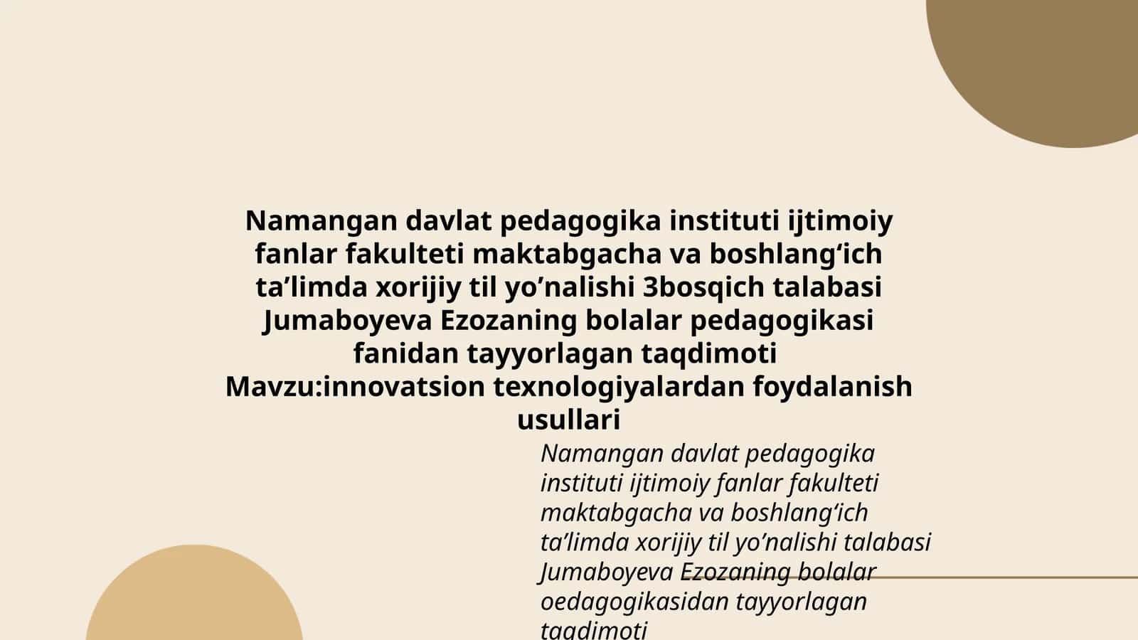 Innovatsion texnologiyalardan foydalanish usullari