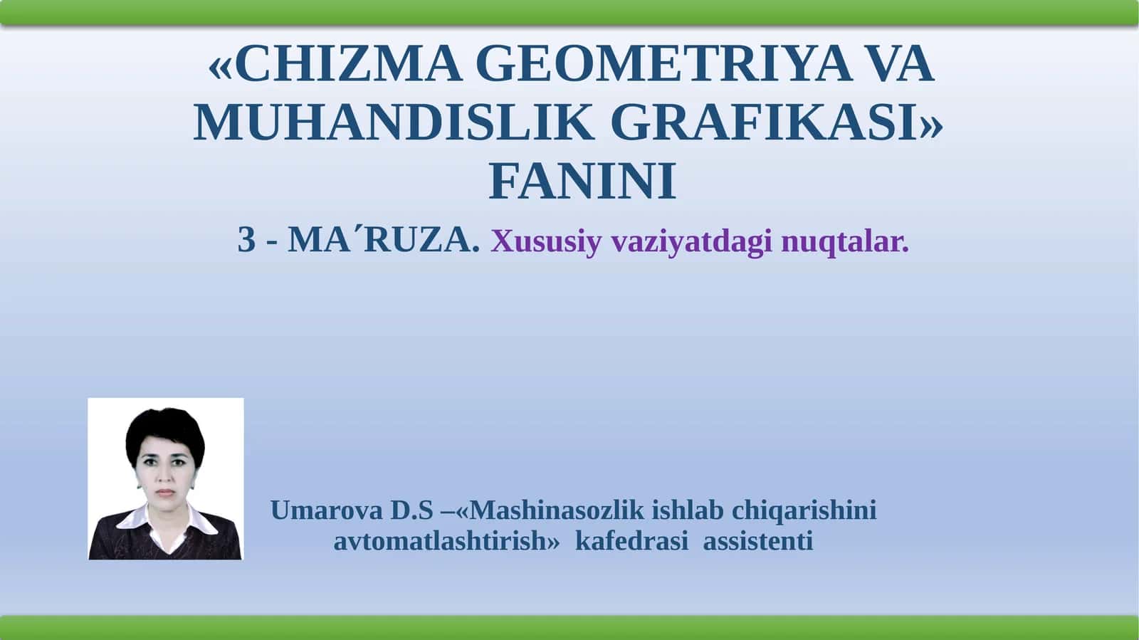 Xususiy vaziyatdagi nuqtalar