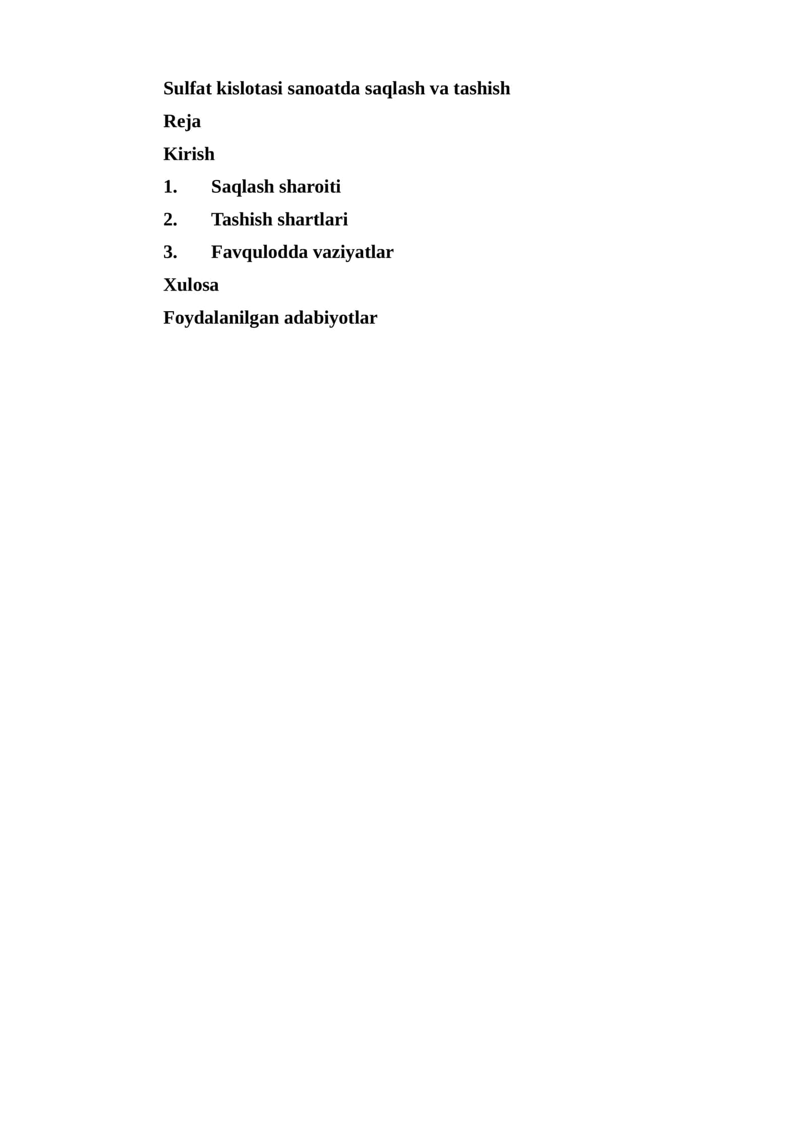 Sulfat kislotasi sanoatda saqlash va tashish