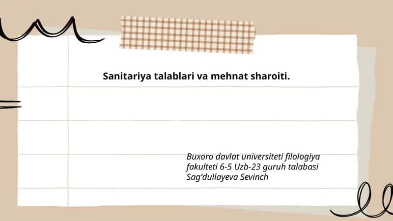 Ish joyida umumiy sanitariya-me'yorlari