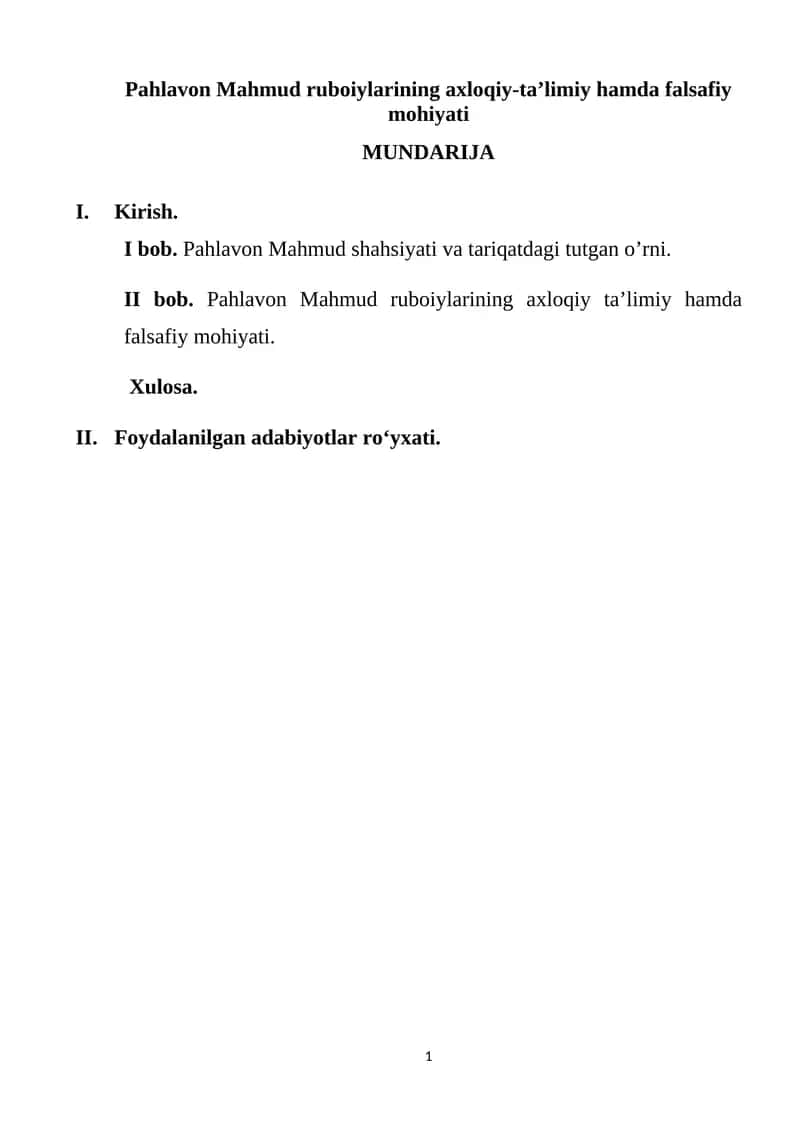 Pahlavon Mahmud ruboiylarining axloqiy-ta’limiy hamda falsafiy mohiyati