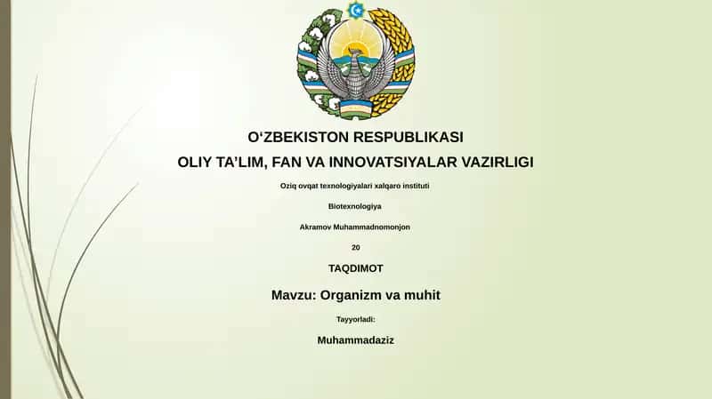 Organizm va muhit