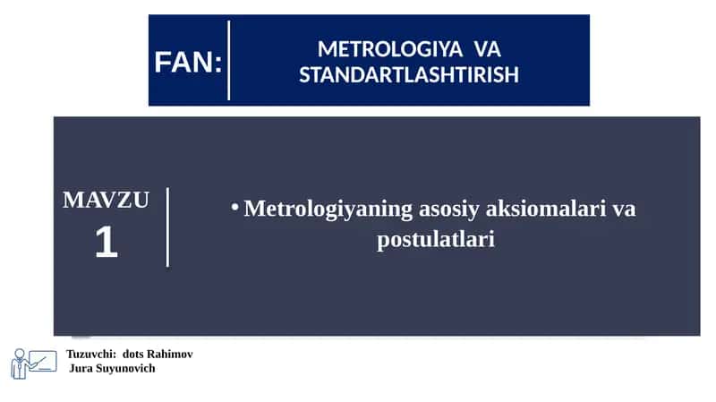 Standartlashtirish, metrologiya va sifatni baholash