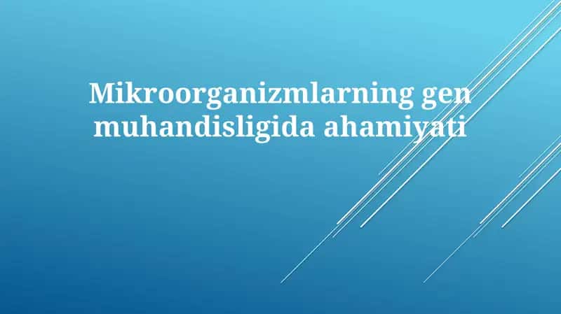 Mikroorganizmlarning gen muhandisligida ahamiyati