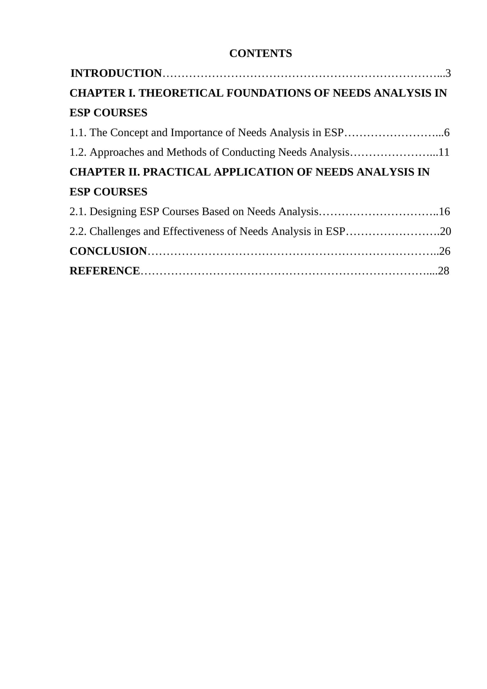 Needs analysis in ESP courses