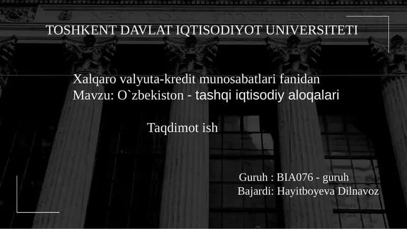 O`zbekiston-tashqiiqtisodiyaloqalari