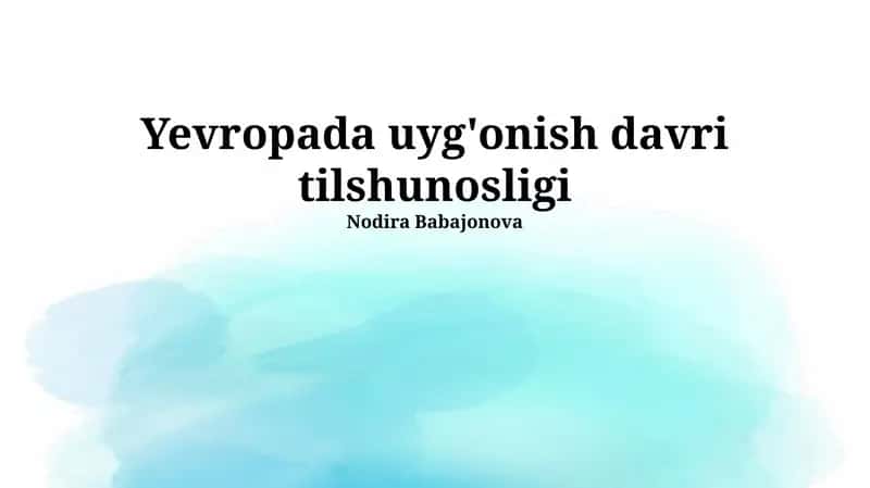 Yevropada uyg'onish davri tilshunosligi