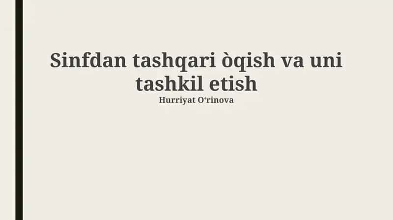 O'quvdan Tashqari Mutolaa