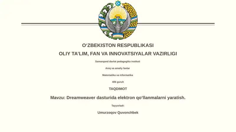 Dreamweaver'da elektron qo'llanmalarni yaratishga kirish