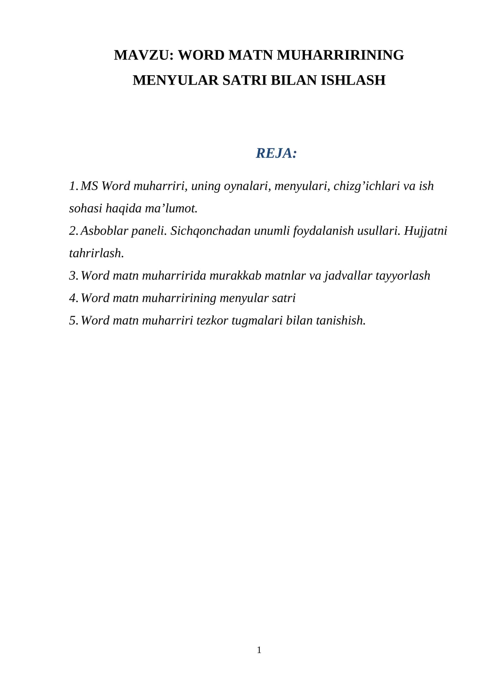 MS Word-2003 matn muharriri