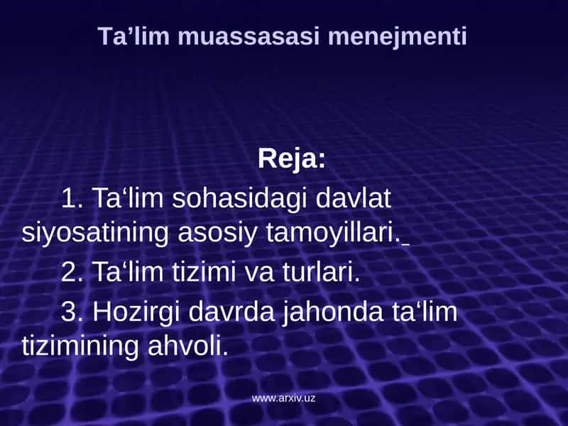 Tа’lim muаssаsаsi mеnеjmеnti