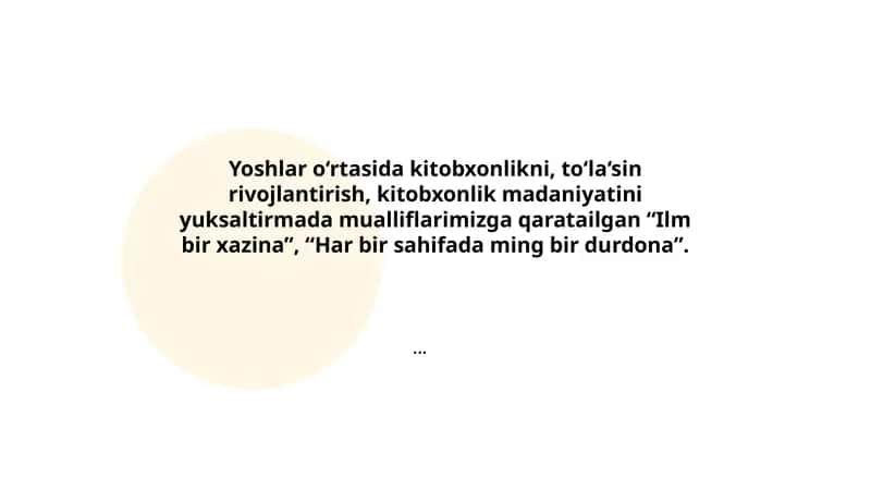 "Ilm bir xazina", "Har bir sahifada ming bir durdona"