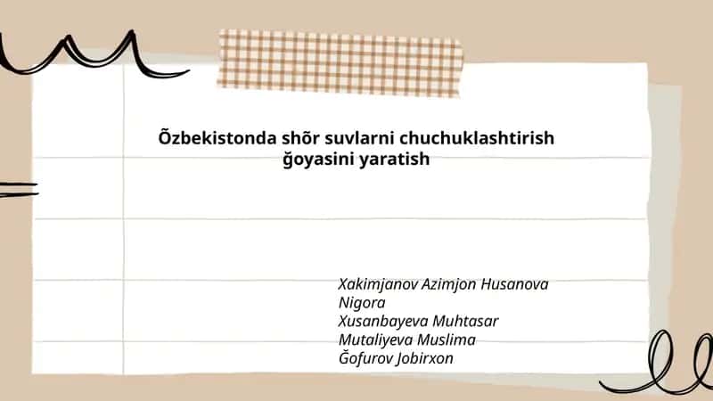 O'zbekistonda sho'r suv manbalarining kartografiyasi va tahlili