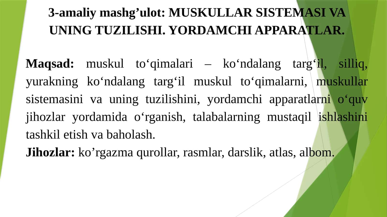 MUSKULLAR SISTEMASI VA UNING TUZILISHI