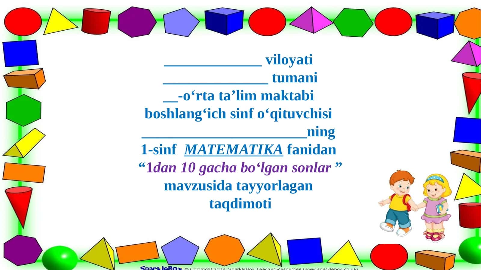 1dan 10gacha bo‘lgan sonlar mavzusi
