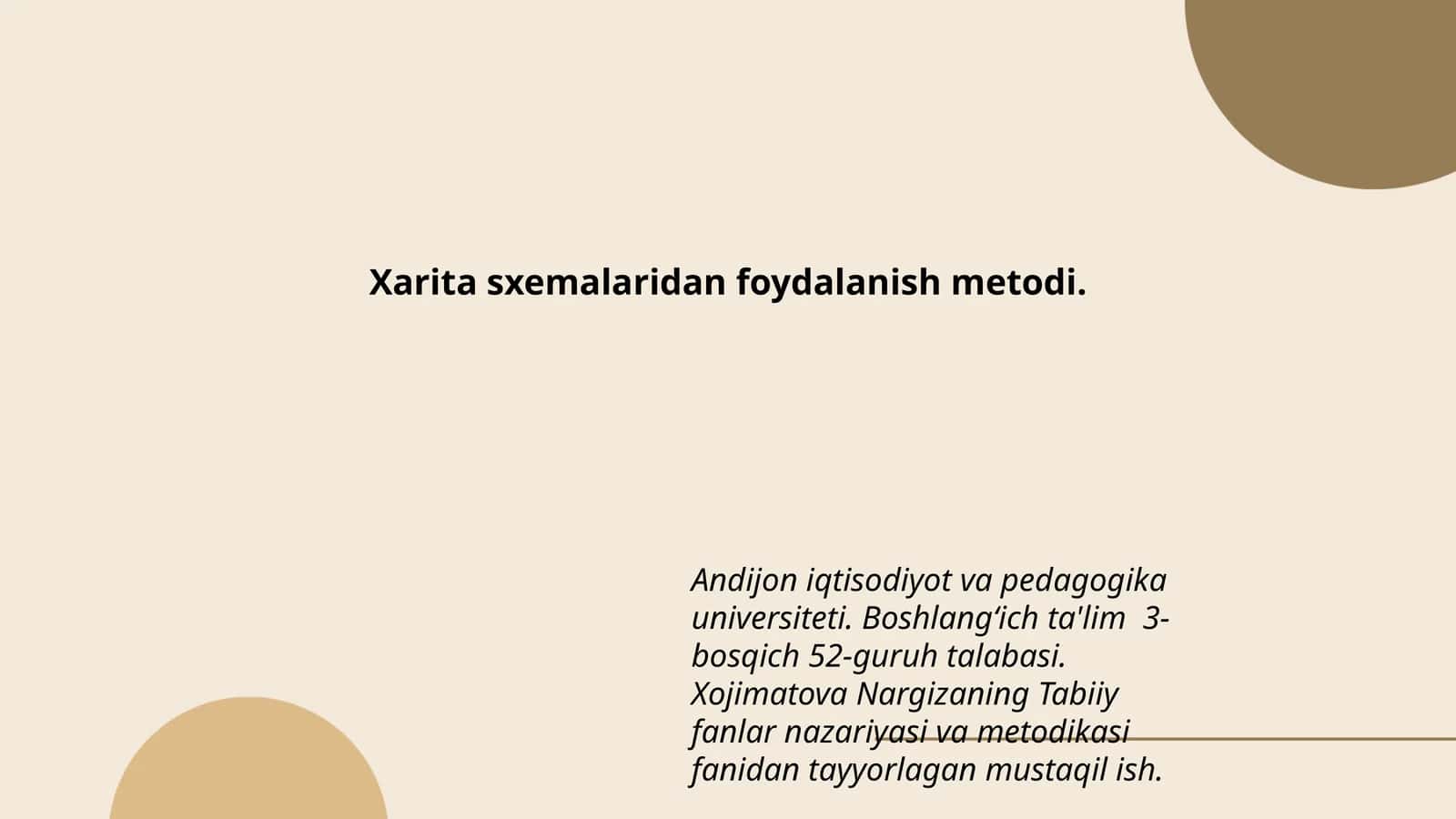 Xarita sxemalaridan foydalanish metodi