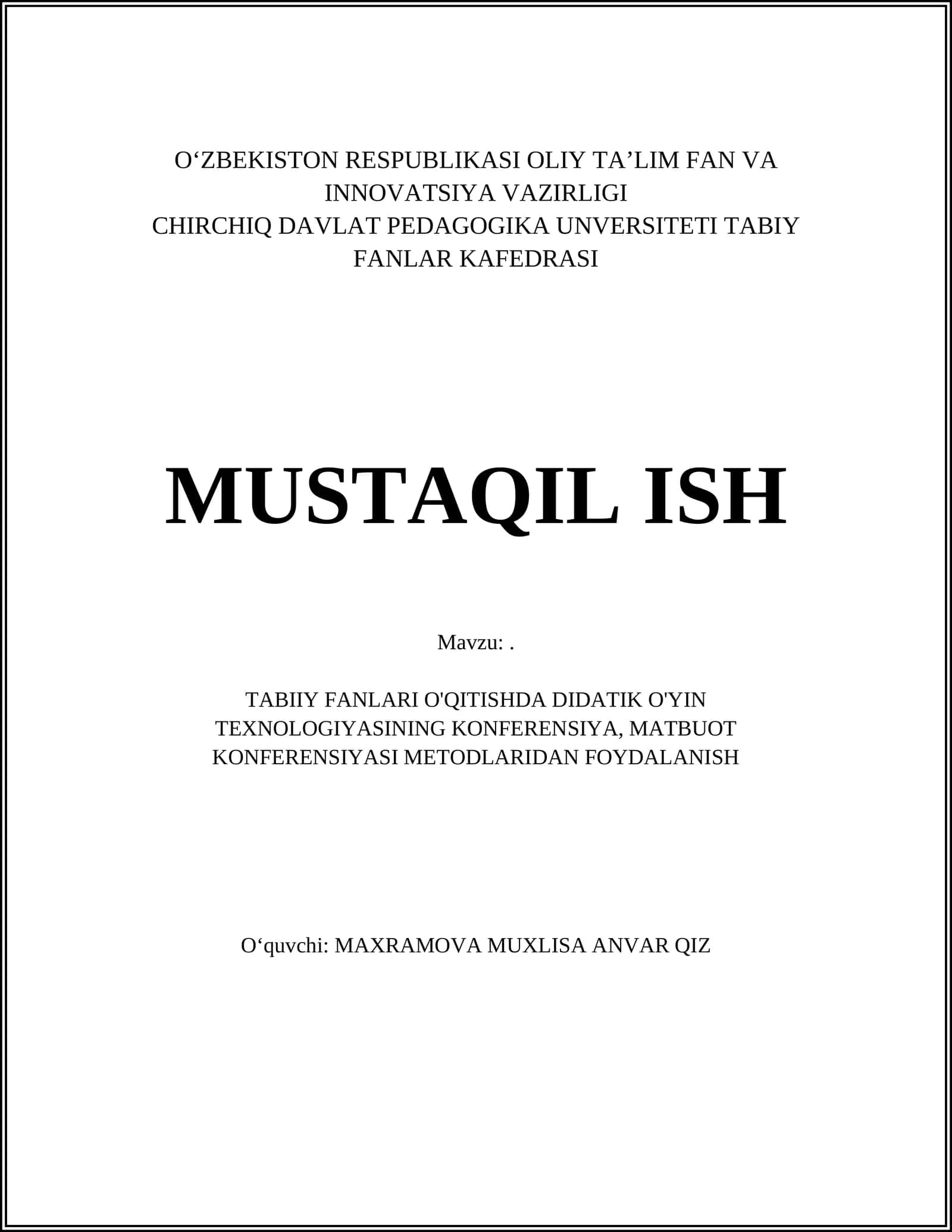 Didaktik o'yin texnologiyasi