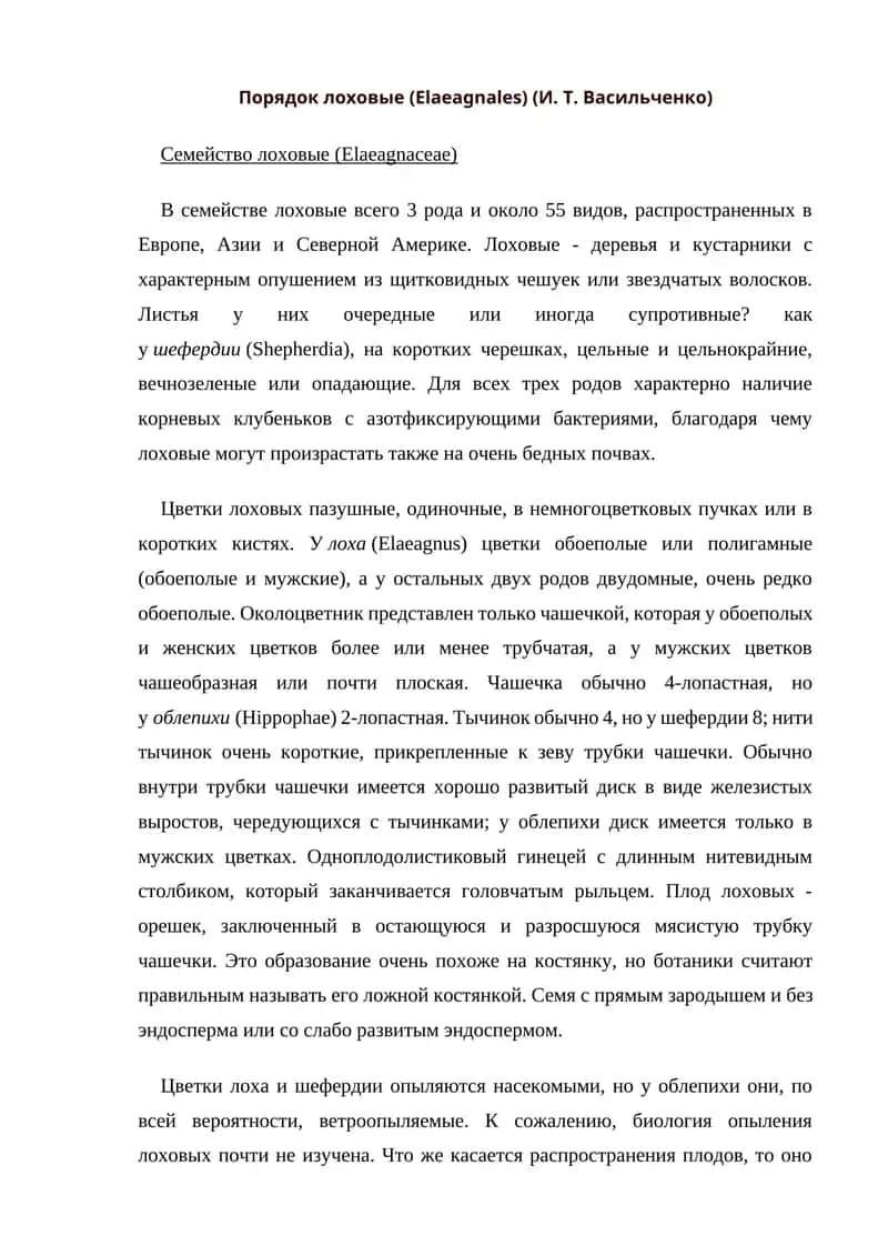 Лоховые (Elaeagnales) (И. Т. Васильченко)