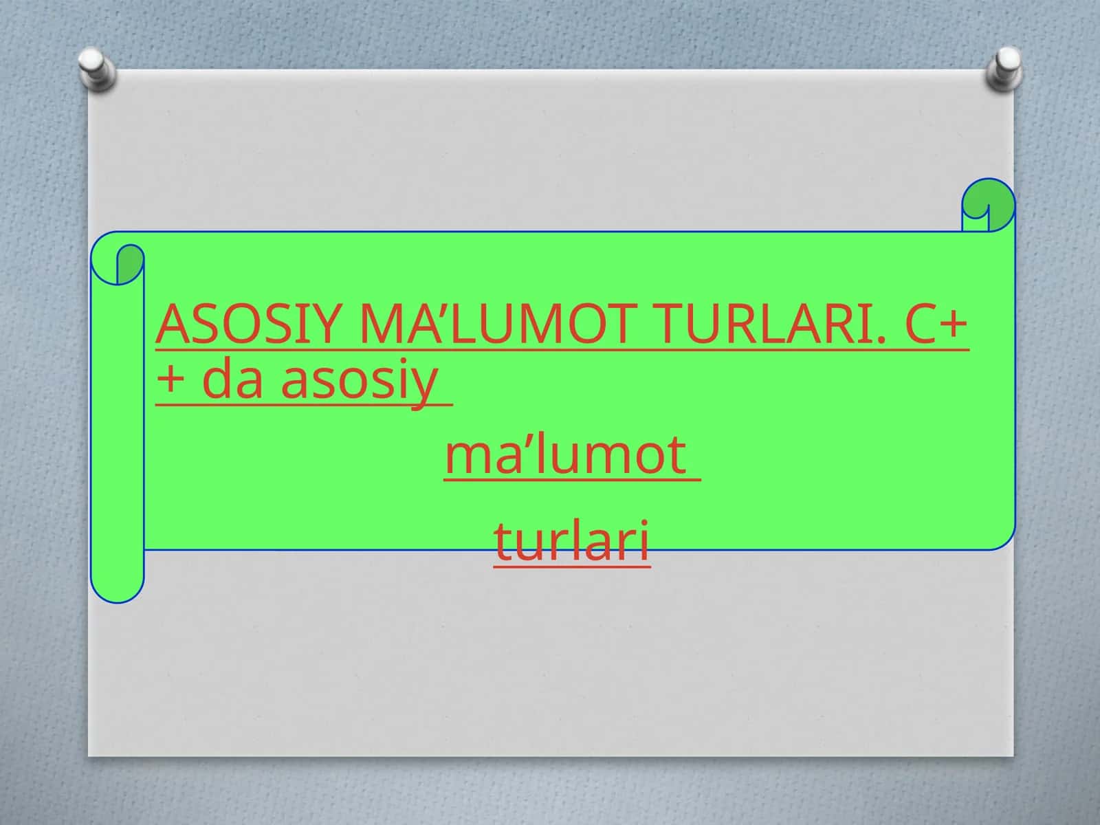 C++ da asosiyma’lumot turlari