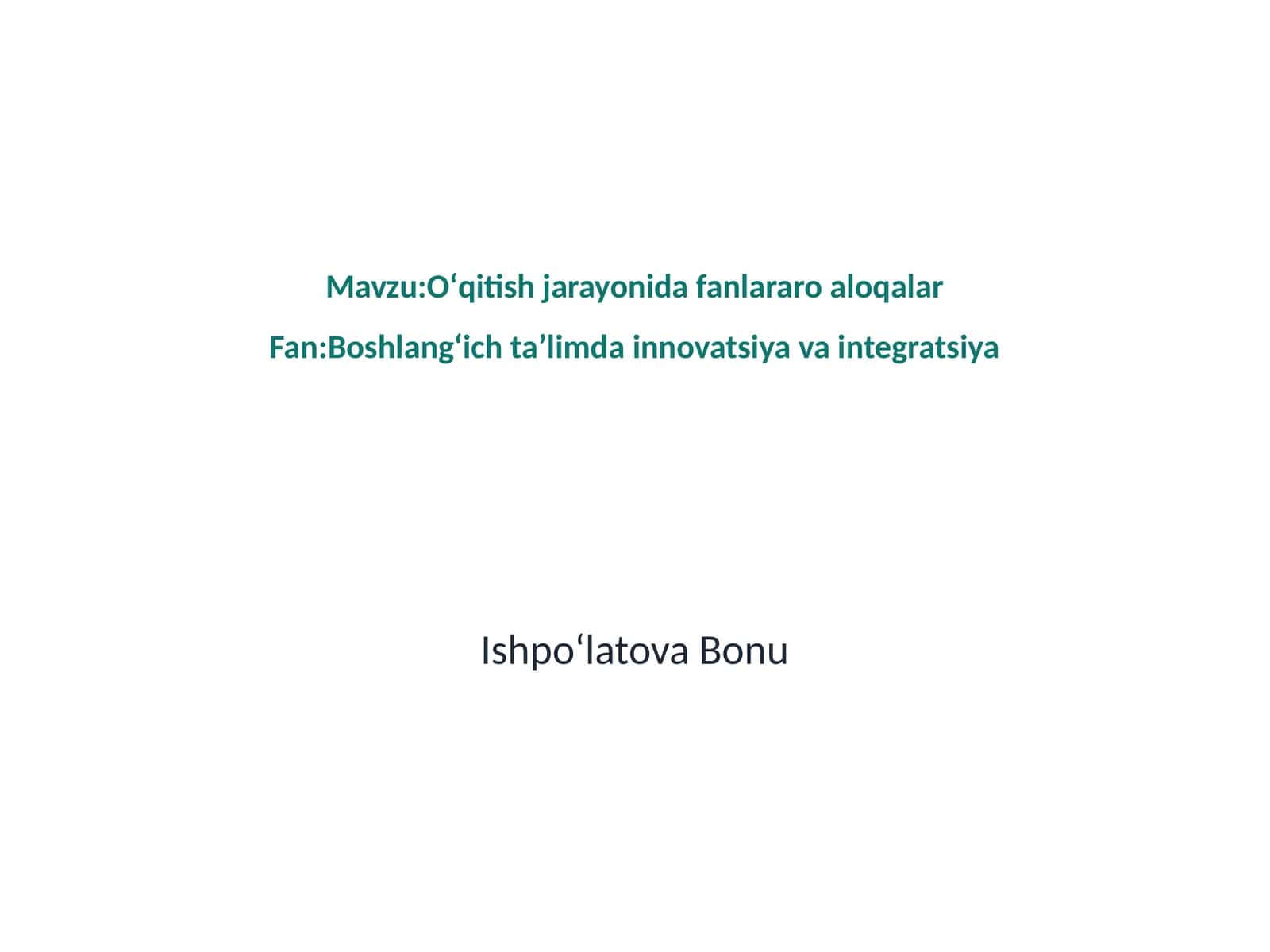 Fanlararo aloqalar