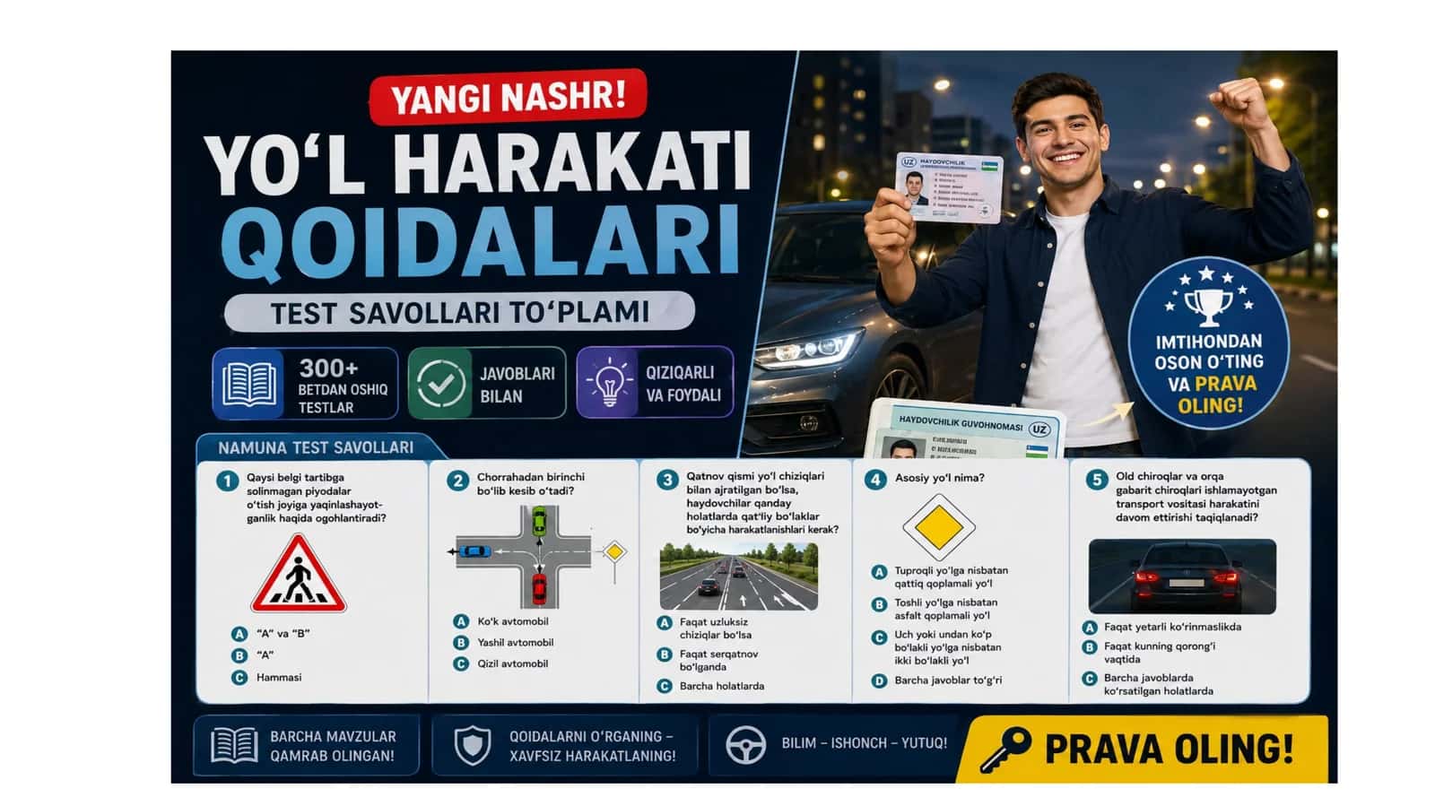 Yo‘l harakati qoidalari haqida test savollari to‘plami