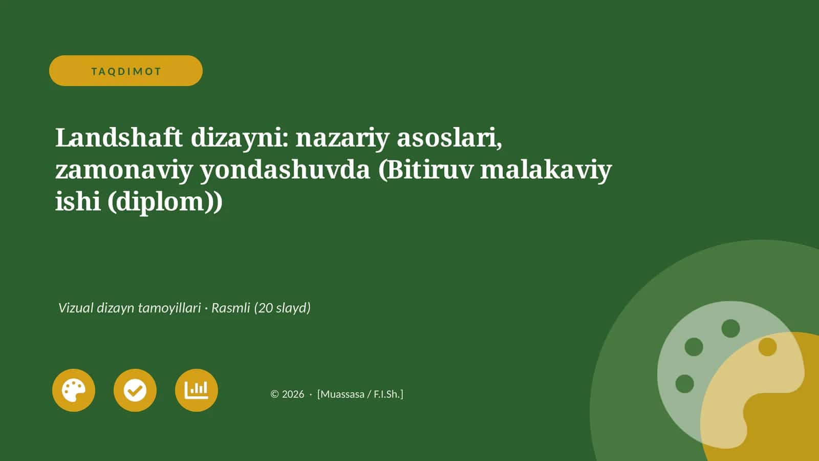 Landshaft dizayni: nazariy asoslari, zamonaviy yondashuvda (Bitiruv malakaviy ishi (diplom))