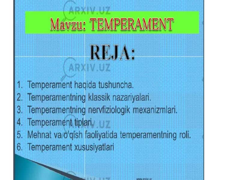 Temperament haqida tushuncha