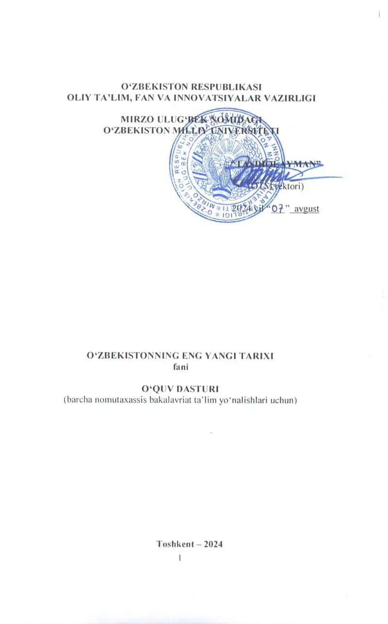 O‘zbekistonning eng yangi tarixi