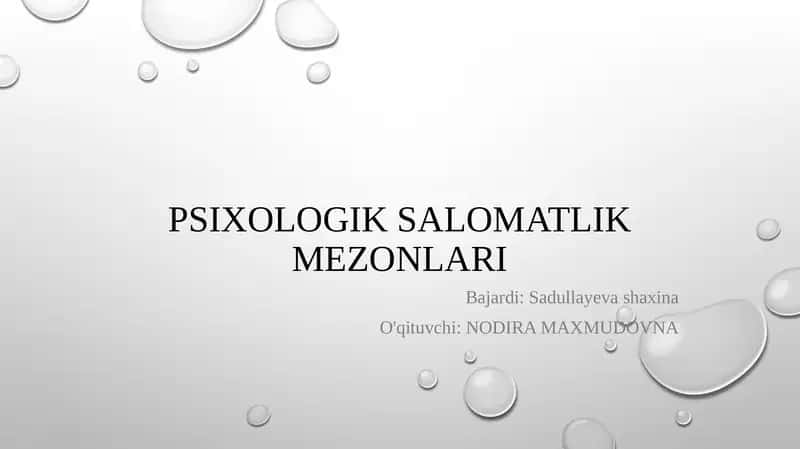 Psixologik Salomatlik mezonlari