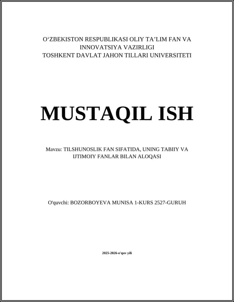 TILSHUNOSLIK VA NEYROBIOLOGIYA