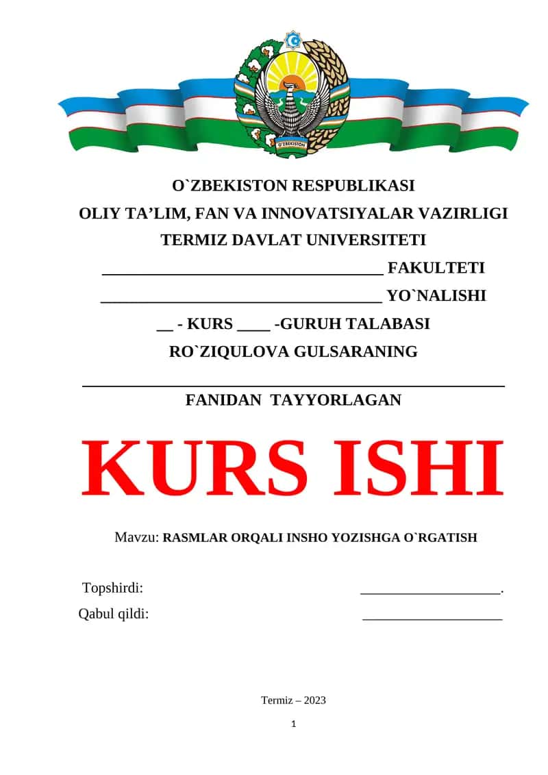 RASMLAR ORQALI INSHO YOZISHGA O`RGATISH