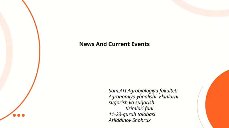 Agrobialogiya fakulteti Agronomiya yônalishi Ekinlarni suğorish va suğorish tizimlari fani