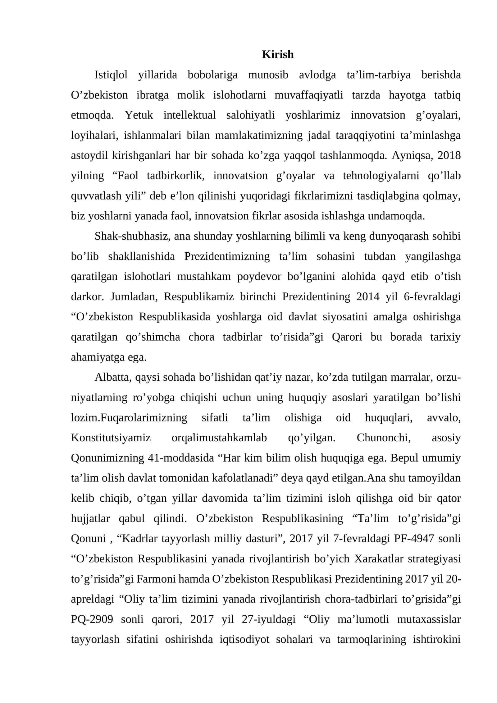 Ta'lim va tarbiya muammolari