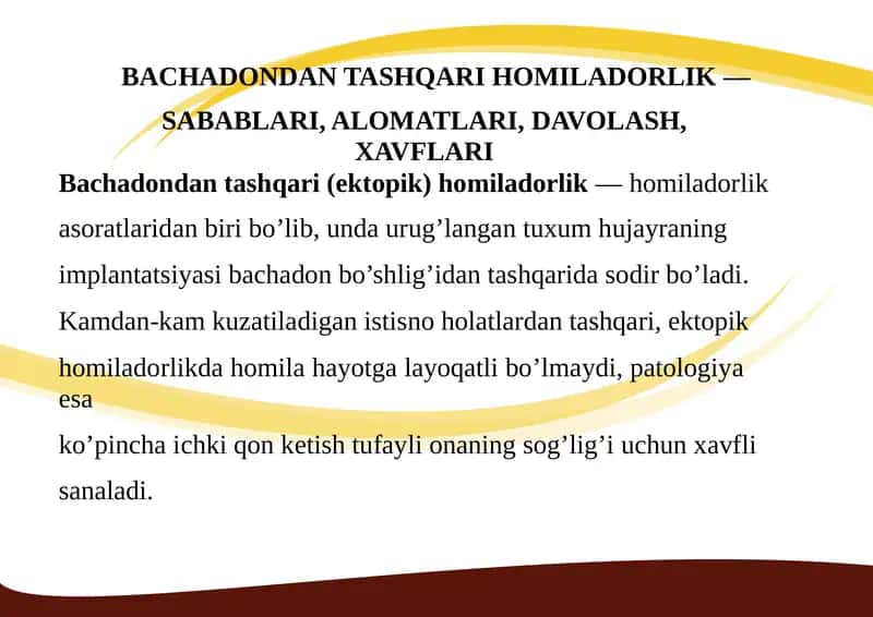BACHADONDAN TASHQARI HOMILADORLIK