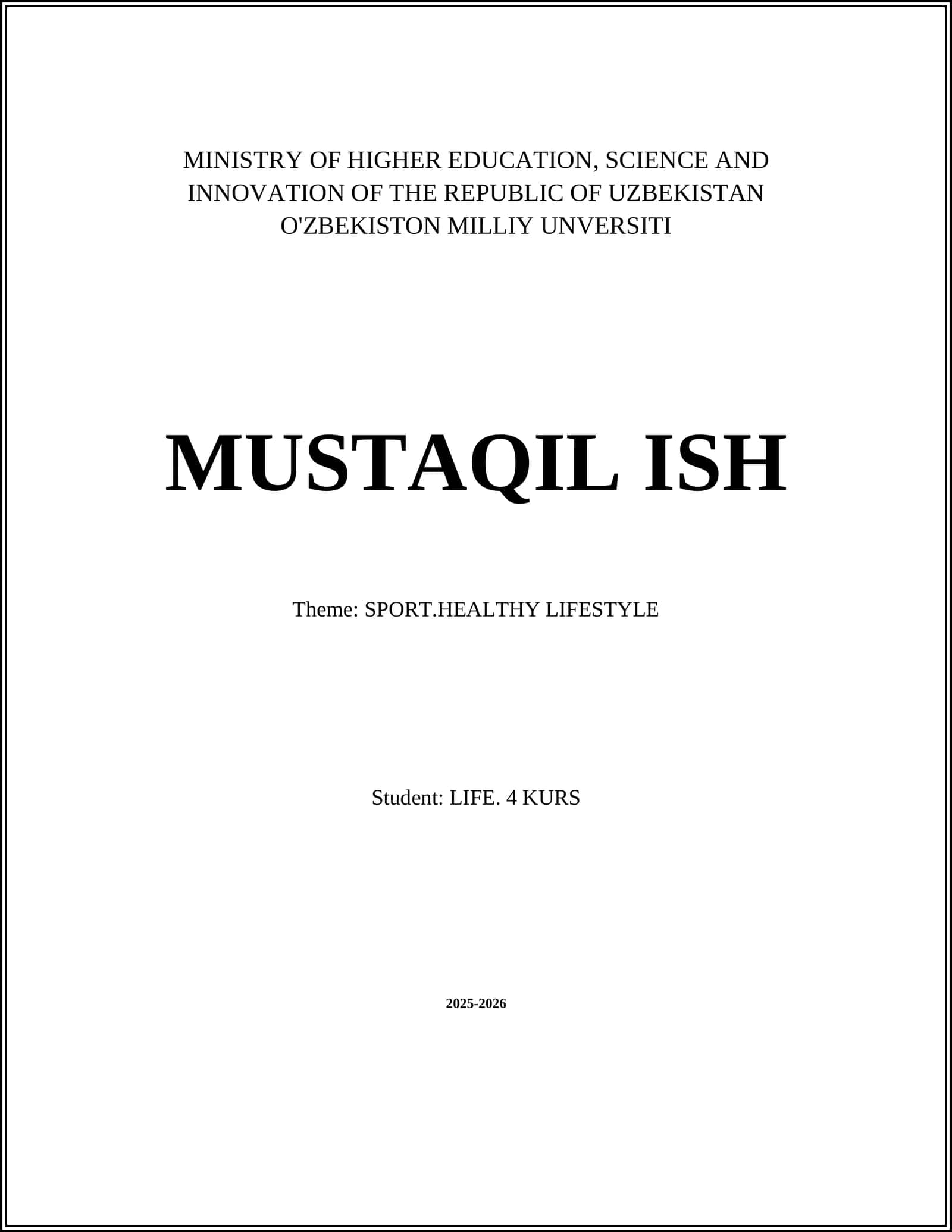 O'ZBEKISTON MILLIY UNVERSITI