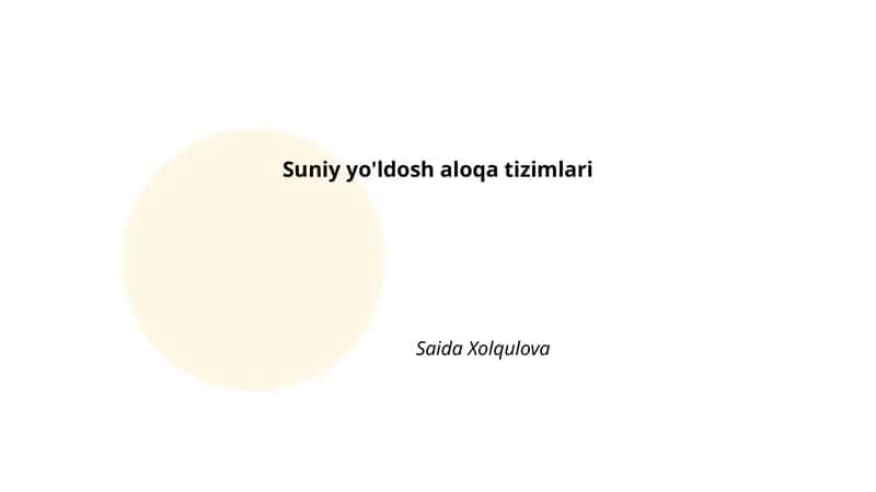 Suniy yo'ldosh aloqa tizimlari
