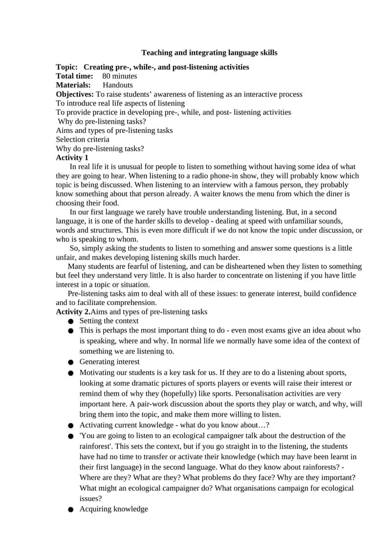Creating pre-, while-, and post-listening activities