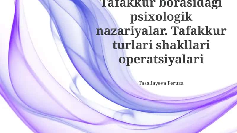 Tafakkur borasidagi psixologik nazariyalar